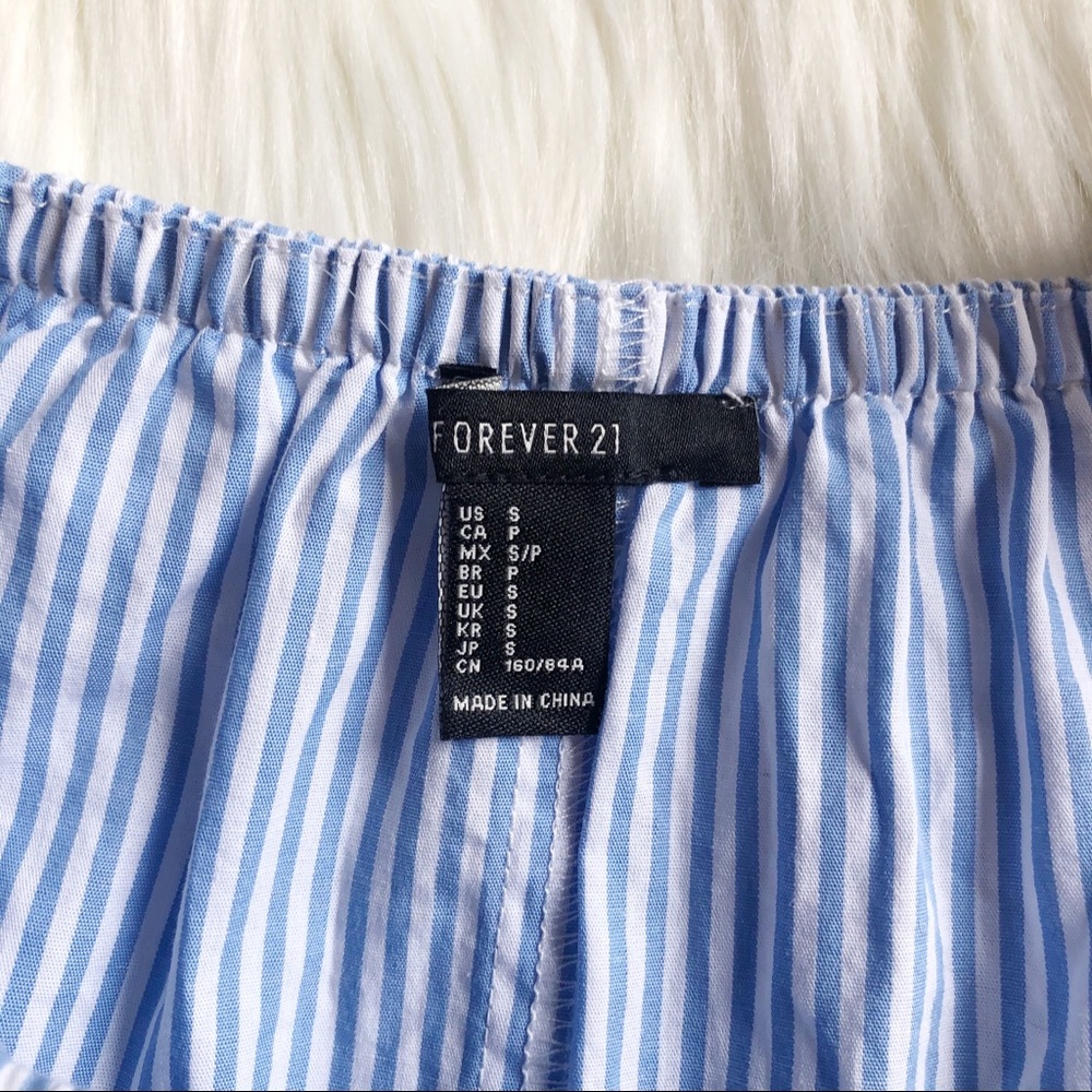 Blue striped Pom Pom off the shoulder dress - Picture 4 of 4